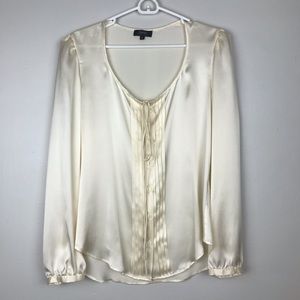 Zanella Silk Button Down Blouse Cream 8 US/12UK